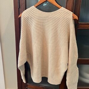 Cloth Knit Cut Out Shoulders Sweater